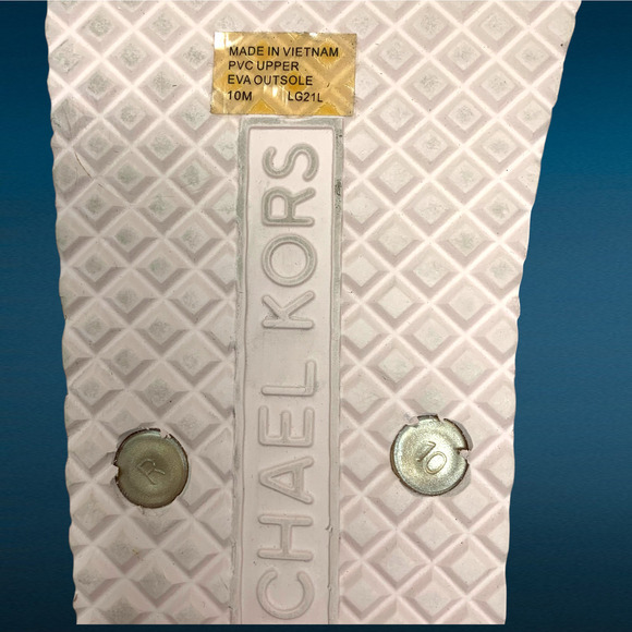 NEW Michael Kors Jet Set Sz 10 Rose Gold Logo PVC Flip Flops Thong Sandals - Picture 6 of 7